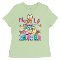 Matcha my first easter with baby bunny and eggs Ladies Tee - AdoDesignShop