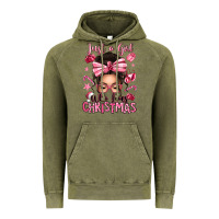 Vintage Olive just a girl who loves pink christmas messy bun Vintage Hoodie - texasbilliewilder