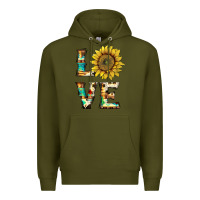 Army Green western love with sunflower Premium Hoodie - Artiststas