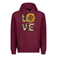 Burgundy western love with sunflower Premium Hoodie - Artiststas