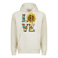 Oatmeal Heather western love with sunflower Premium Hoodie - Artiststas