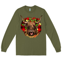 Army Green highland cow  christmas Long Sleeve Tee - JahusDesignShop