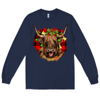 Navy highland cow  christmas Long Sleeve Tee - JahusDesignShop
