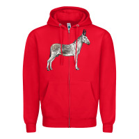 Red Andalusian Donkey Zipper Hoodie - LillyAllenDesigns