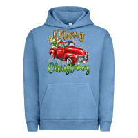Pigment Pebble Blue Merry Christmas truck Urban Hoodie - texasbilliewilder