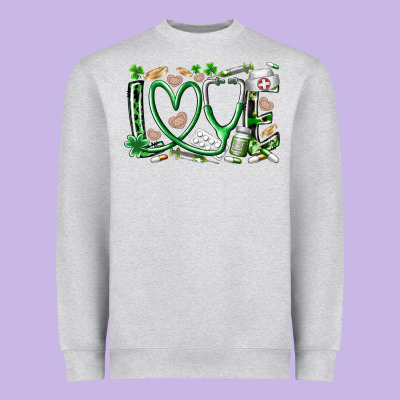 St.patricks Love Nurse Heavyweight Sweatshirt Designed By Racoondesign
