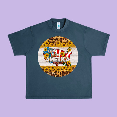 God Bless America Round Coaster Urban Heavy Tee Designed By Hra Design Shop