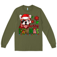 Army Green merry pawmas christmas french bulldog Long Sleeve Tee - Jasminsmagicworld