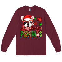 Burgundy merry pawmas christmas french bulldog Long Sleeve Tee - Jasminsmagicworld