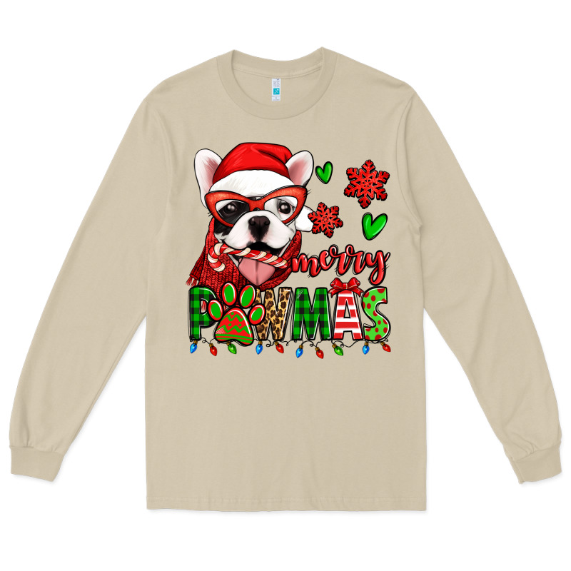 Merry Pawmas Christmas French Bulldog Long Sleeve Tee by Jasminsmagicworld | Teevron
