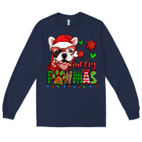Navy merry pawmas christmas french bulldog Long Sleeve Tee - Jasminsmagicworld