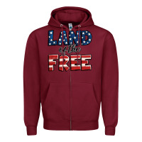 Burgundy Land of the free America Zipper Hoodie - Jasminsmagicworld