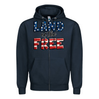Navy Land of the free America Zipper Hoodie - Jasminsmagicworld