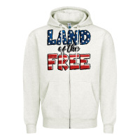 Oatmeal Heather Land of the free America Zipper Hoodie - Jasminsmagicworld
