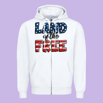 Land Of The Free America Zipper Hoodie Designed By Jasminsmagicworld