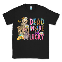 Black easter dead inside but lucky  with skeleton Classic Tee - AdoDesignShop