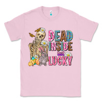 Bubblegum Pink easter dead inside but lucky  with skeleton Classic Tee - AdoDesignShop