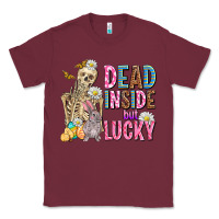 Burgundy easter dead inside but lucky  with skeleton Classic Tee - AdoDesignShop