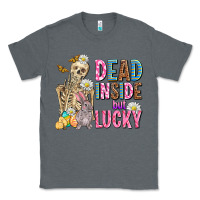 Charcoal Heather easter dead inside but lucky  with skeleton Classic Tee - AdoDesignShop