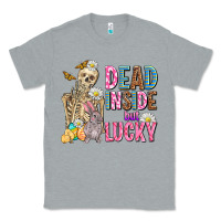 Heather Grey easter dead inside but lucky  with skeleton Classic Tee - AdoDesignShop