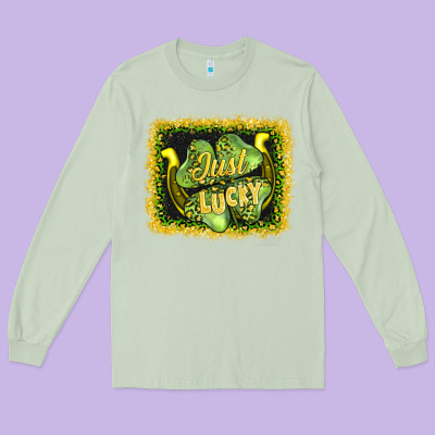 Just Lucky Long Sleeve Tee Designed By Adodesignshop