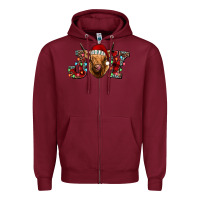 Burgundy joy highland cow Zipper Hoodie - Jasminsmagicworld