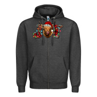 Charcoal Heather joy highland cow Zipper Hoodie - Jasminsmagicworld