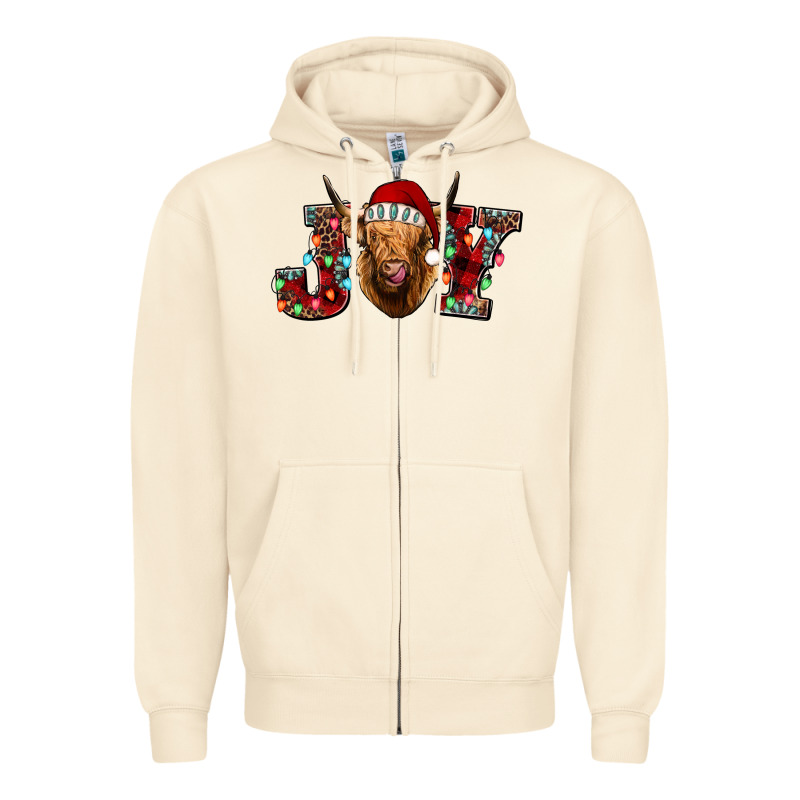 Joy Highland Cow Zipper Hoodie by Jasminsmagicworld | Teevron