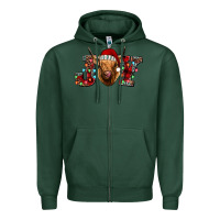 Sports Green joy highland cow Zipper Hoodie - Jasminsmagicworld