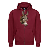Burgundy Andalusian Donkey Face Zipper Hoodie - LillyAllenDesigns