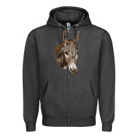 Charcoal Heather Andalusian Donkey Face Zipper Hoodie - LillyAllenDesigns
