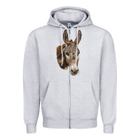 Heather Grey Andalusian Donkey Face Zipper Hoodie - LillyAllenDesigns