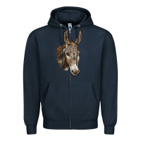 Navy Andalusian Donkey Face Zipper Hoodie - LillyAllenDesigns