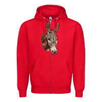 Red Andalusian Donkey Face Zipper Hoodie - LillyAllenDesigns