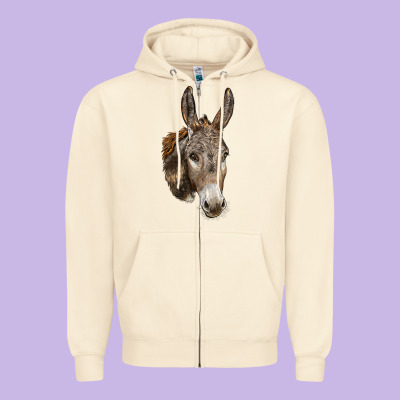 Andalusian Donkey Face Zipper Hoodie Designed By Lillyallendesigns