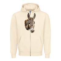 Sandshell Andalusian Donkey Face Zipper Hoodie - LillyAllenDesigns