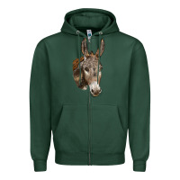 Sports Green Andalusian Donkey Face Zipper Hoodie - LillyAllenDesigns