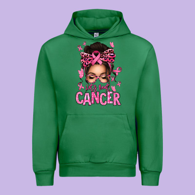 Lets Beat Cancer Afro Messy Bun Urban Hoodie Designed By Texasbilliewilder