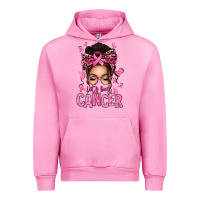 Fuchsia Pink lets beat cancer afro messy bun Urban Hoodie - texasbilliewilder