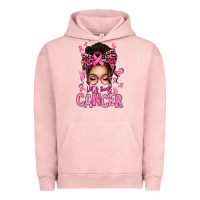 Pigment Salmon lets beat cancer afro messy bun Urban Hoodie - texasbilliewilder