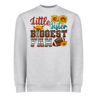 Heather Grey little sister biggest fan american football Heavyweight Sweatshirt - HRA Design Shop