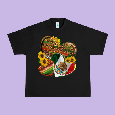 Mexico Heart And Sunflower Urban Heavy Tee Designed By Hra Design Shop