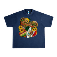 Navy mexico heart and sunflower Urban Heavy Tee - HRA Design Shop