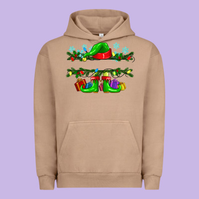 Custom Name Christmas Elf Urban Hoodie Designed By Texasbilliewilder