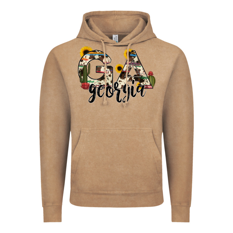 Georgia State Cowhide Serape Cactus Vintage Hoodie by RanaPortraitStore | Teevron