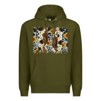 Army Green sunflower cowhide brush stroke Premium Hoodie - Artiststas