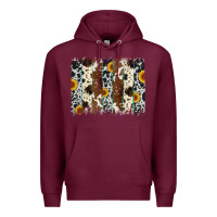 Burgundy sunflower cowhide brush stroke Premium Hoodie - Artiststas