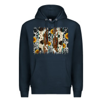 Navy sunflower cowhide brush stroke Premium Hoodie - Artiststas