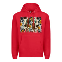 Red sunflower cowhide brush stroke Premium Hoodie - Artiststas