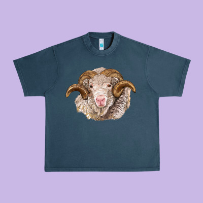 Merino Wool Ram Urban Heavy Tee Designed By Barkaloodesign